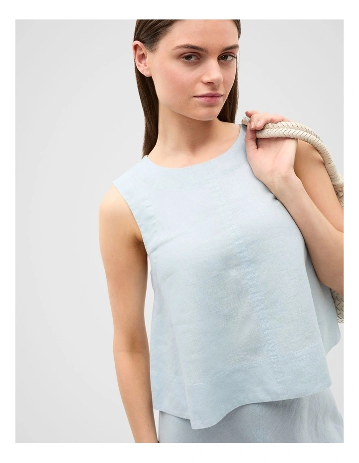 Core Linen Shell Top in Bluebell image 4