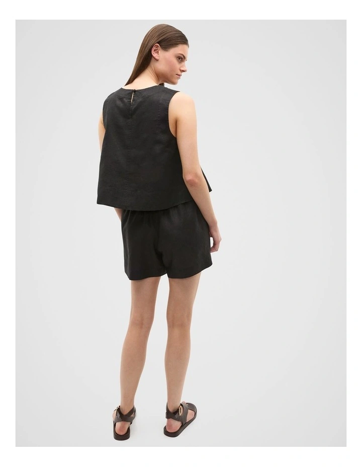 Core Linen Shell Top in Black image 2