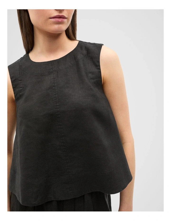 Core Linen Shell Top in Black image 4