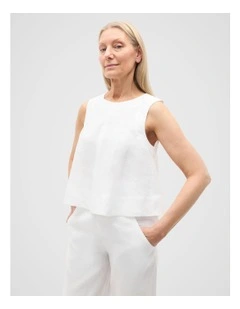 Core Linen Shell Top in Whisper White