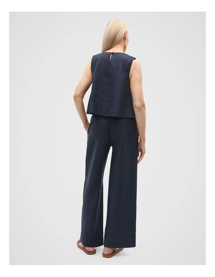 Core Linen Shell Top in Twilight Blue image 2