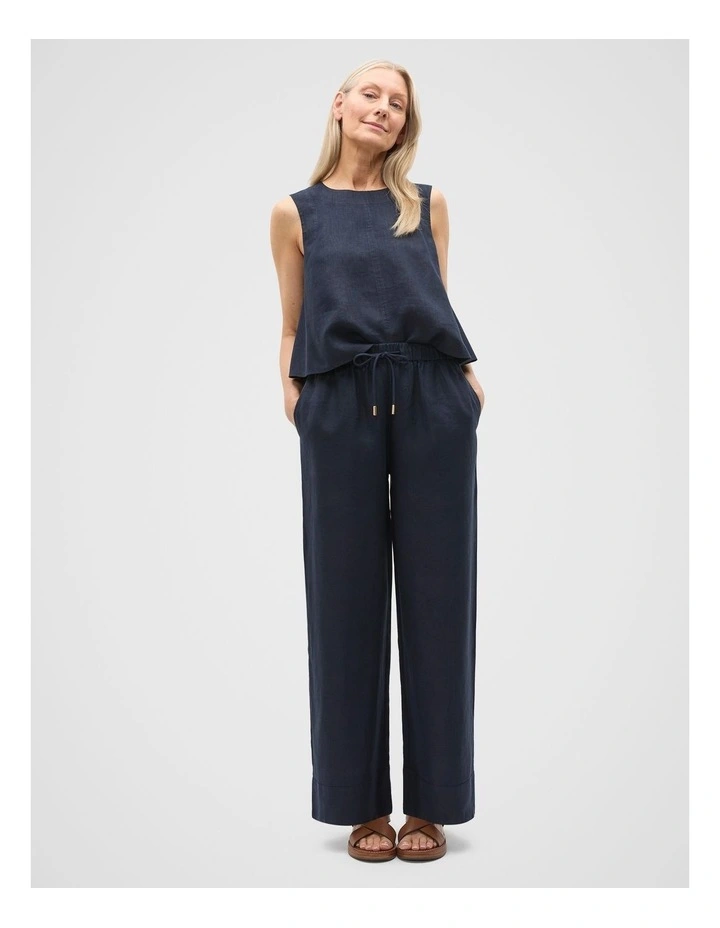 Core Linen Shell Top in Twilight Blue image 3