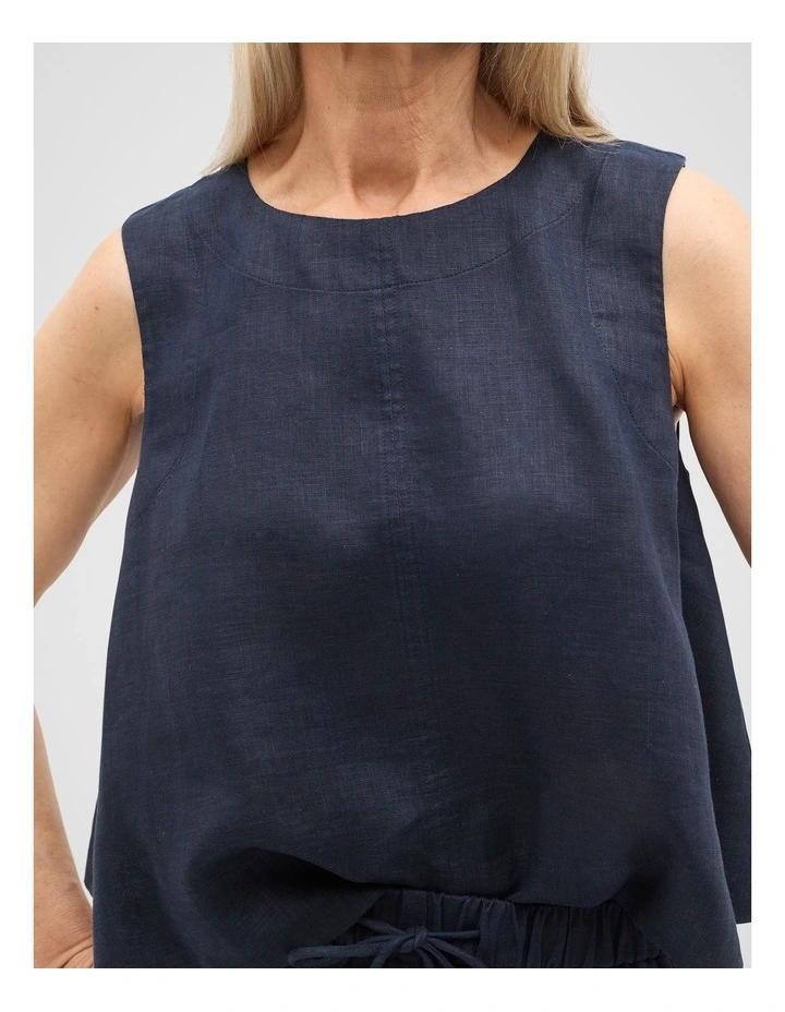 Core Linen Shell Top in Twilight Blue image 4