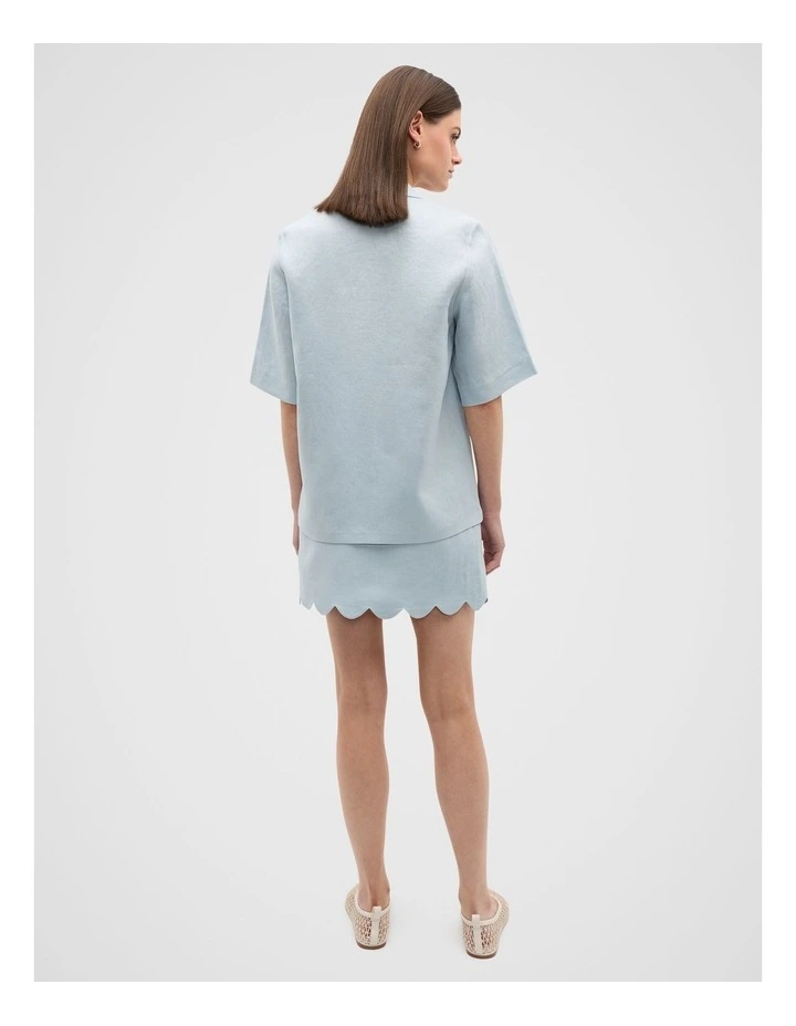 Linen Scallop Shirt in Bluebell image 2