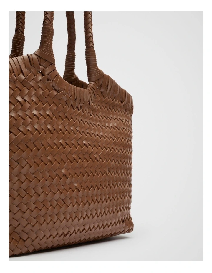 Leather Basket Bag in Deep Tan image 3
