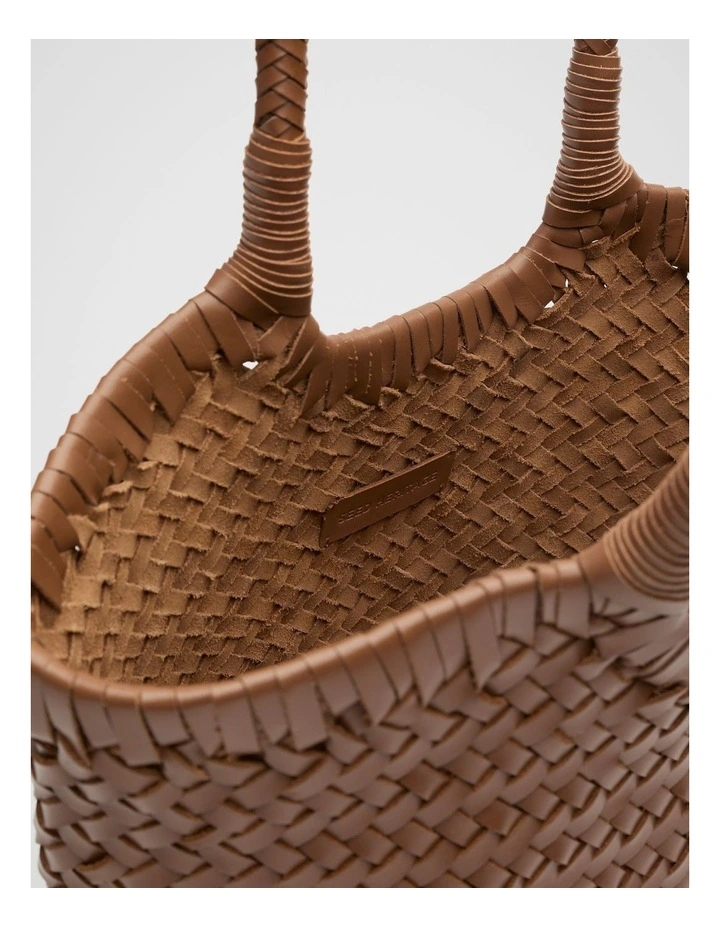 Leather Basket Bag in Deep Tan image 4