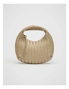 Leather Woven Handbag in Rye