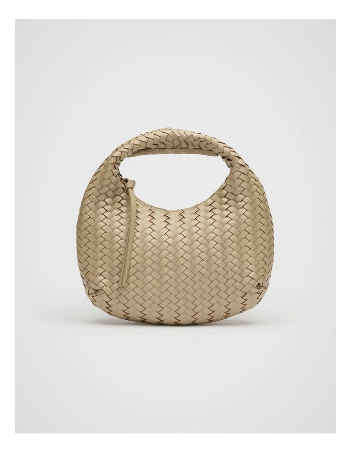 Leather Woven Handbag in Rye image 1
