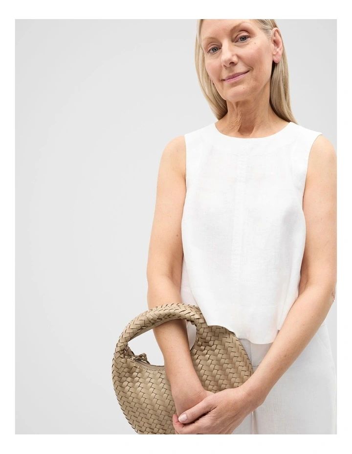 Leather Woven Handbag in Rye image 2