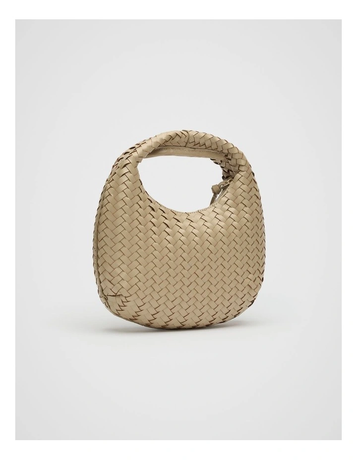 Leather Woven Handbag in Rye image 3