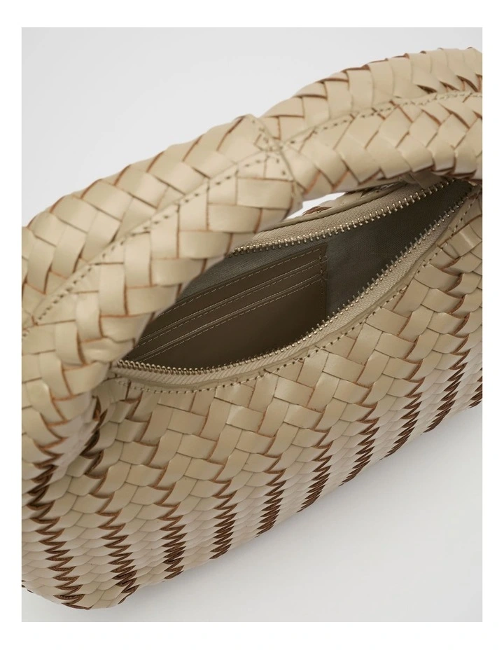 Leather Woven Handbag in Rye image 4