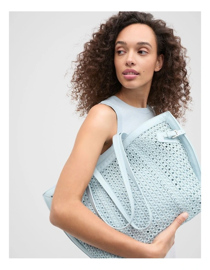 Open Weave Detail Tote in Bluebell image 2