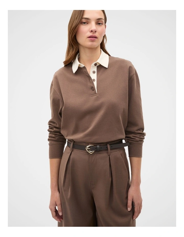Sia Leather Belt in Chocolate image 2