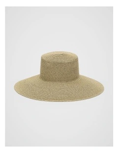 Two Tone Wide Brim Hat in Natural