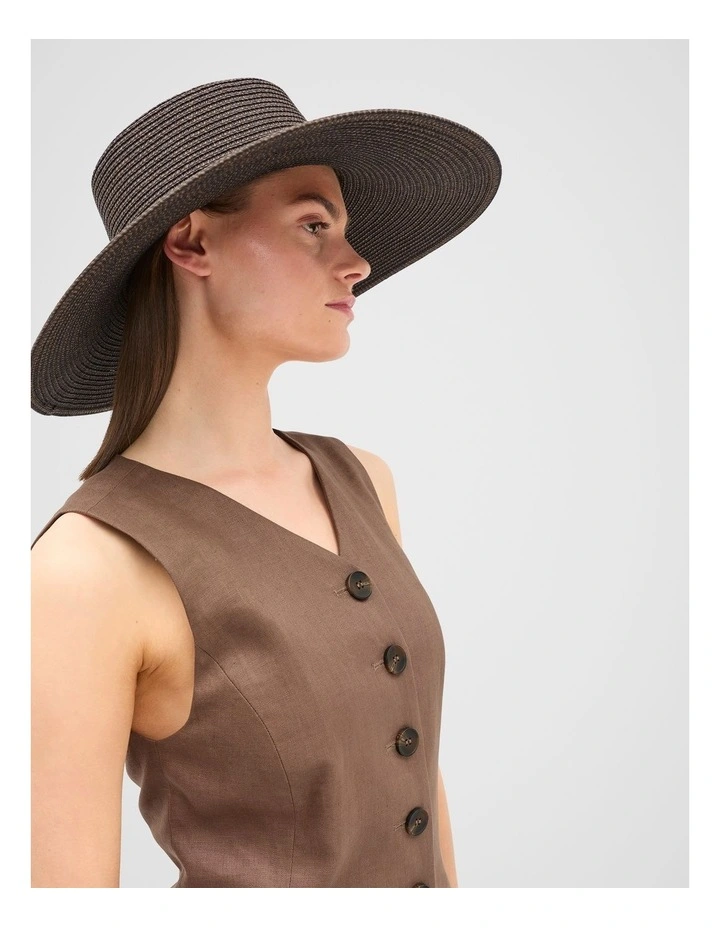 Two Tone Wide Brim Hat in Pinecone image 2