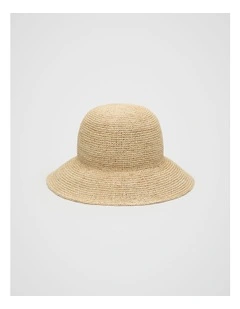 Raffia Rounded Bucket Hat in Natural