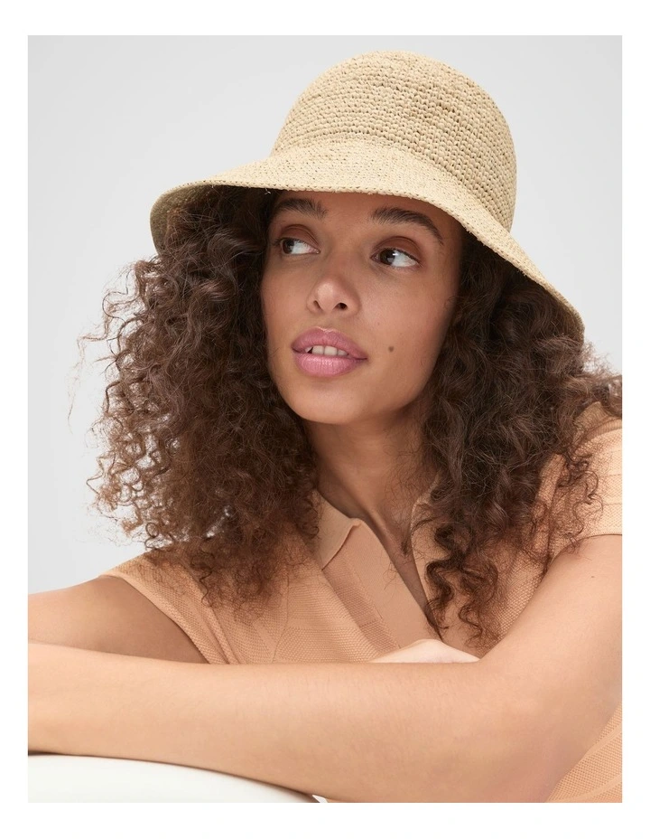 Raffia Rounded Bucket Hat in Natural image 2