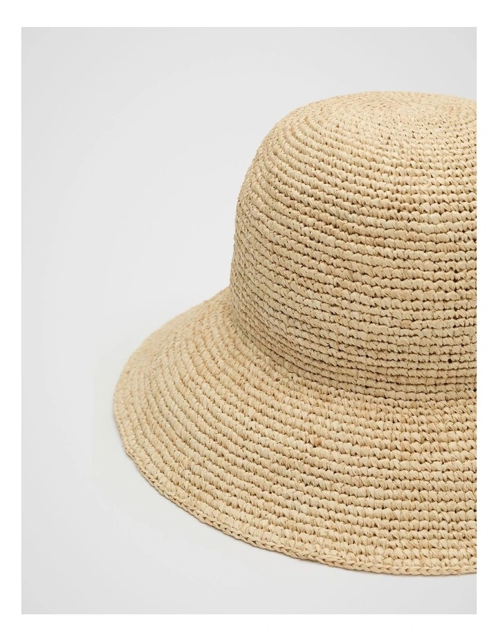 Raffia Rounded Bucket Hat in Natural image 3