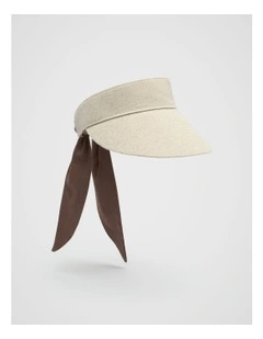 Textured Bow Detail Visor in Pinecone