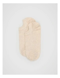 Mini Waffle Sneaker Sock in Beige Marle
