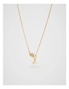 Stone Drop Initial Necklace in A