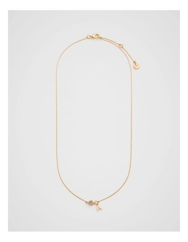 Stone Drop Initial Necklace in A image 3