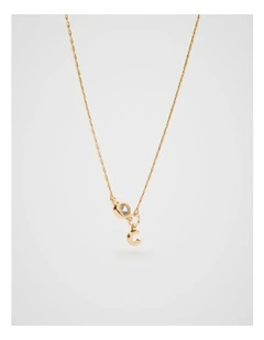 Stone Drop Initial Necklace in C