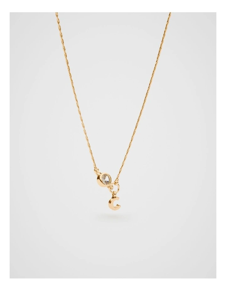 Stone Drop Initial Necklace in C image 1