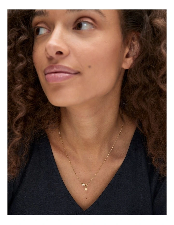 Stone Drop Initial Necklace in C image 2