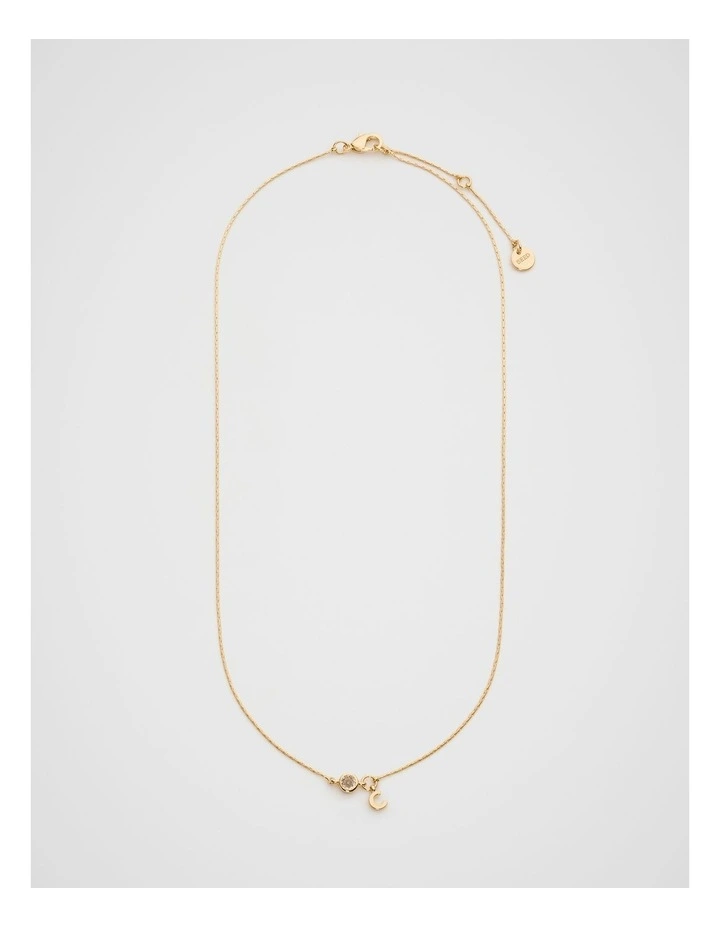 Stone Drop Initial Necklace in C image 3