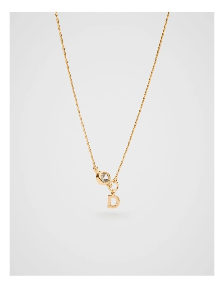 Stone Drop Initial Necklace in D image 1