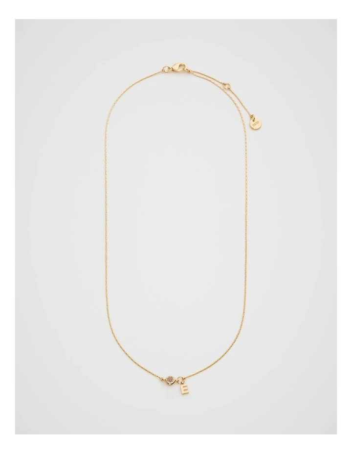 Stone Drop Initial Necklace in E image 3