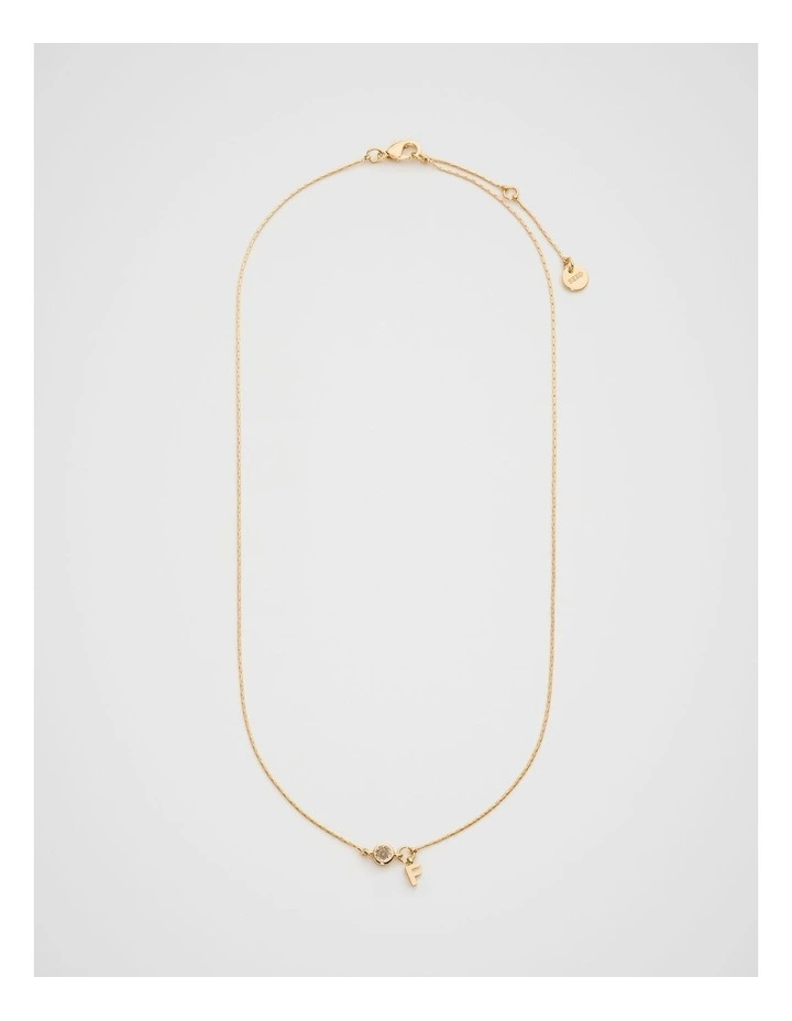 Stone Drop Initial Necklace in F image 3