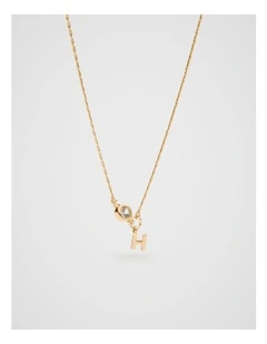 Stone Drop Initial Necklace in Gold