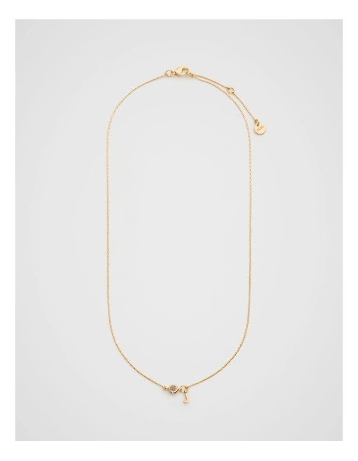 Stone Drop Initial Necklace in Gold image 3