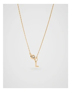 Stone Drop Initial Necklace in Gold