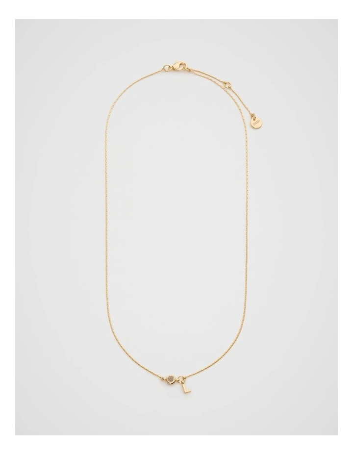 Stone Drop Initial Necklace in Gold image 3