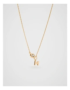Stone Drop Initial Necklace in Gold