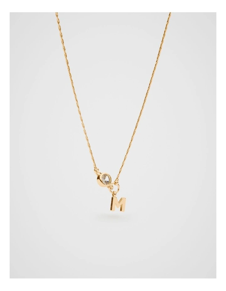 Stone Drop Initial Necklace in Gold image 1