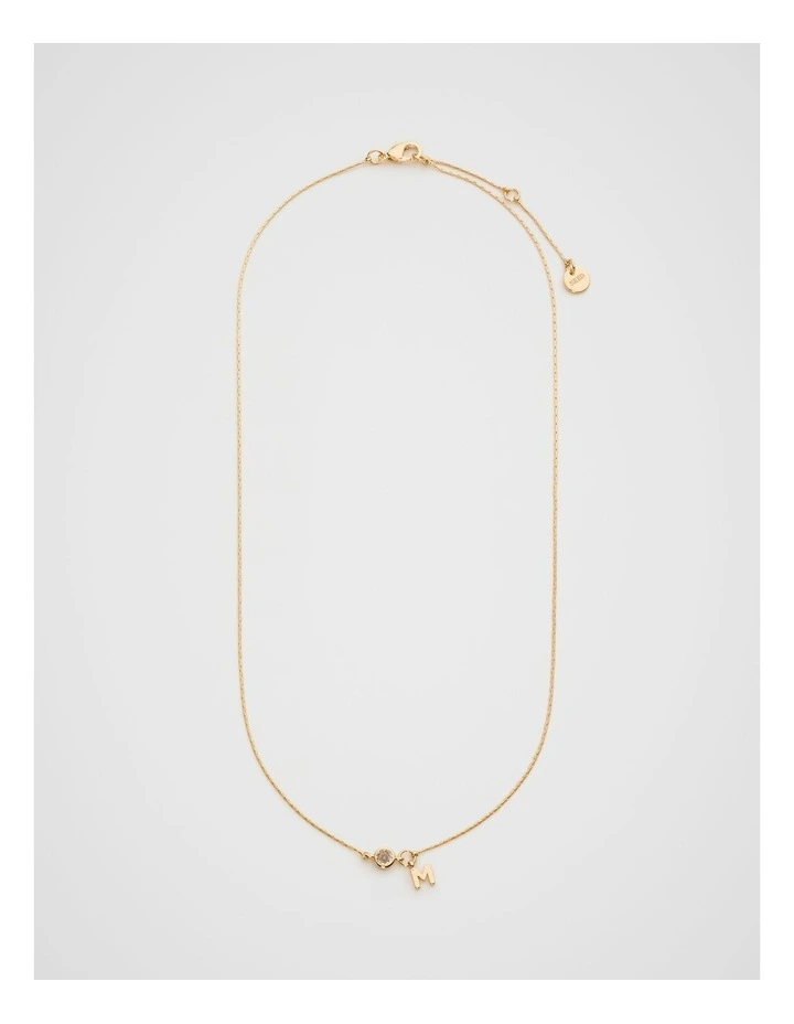 Stone Drop Initial Necklace in Gold image 3