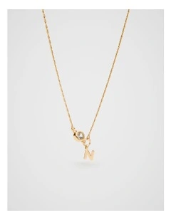 Stone Drop Initial Necklace in Gold