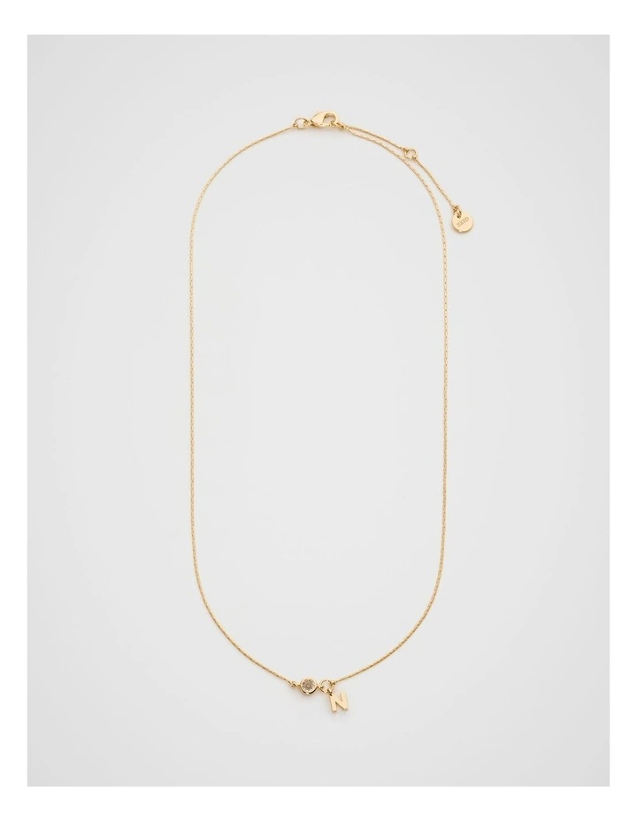 Stone Drop Initial Necklace in Gold image 3