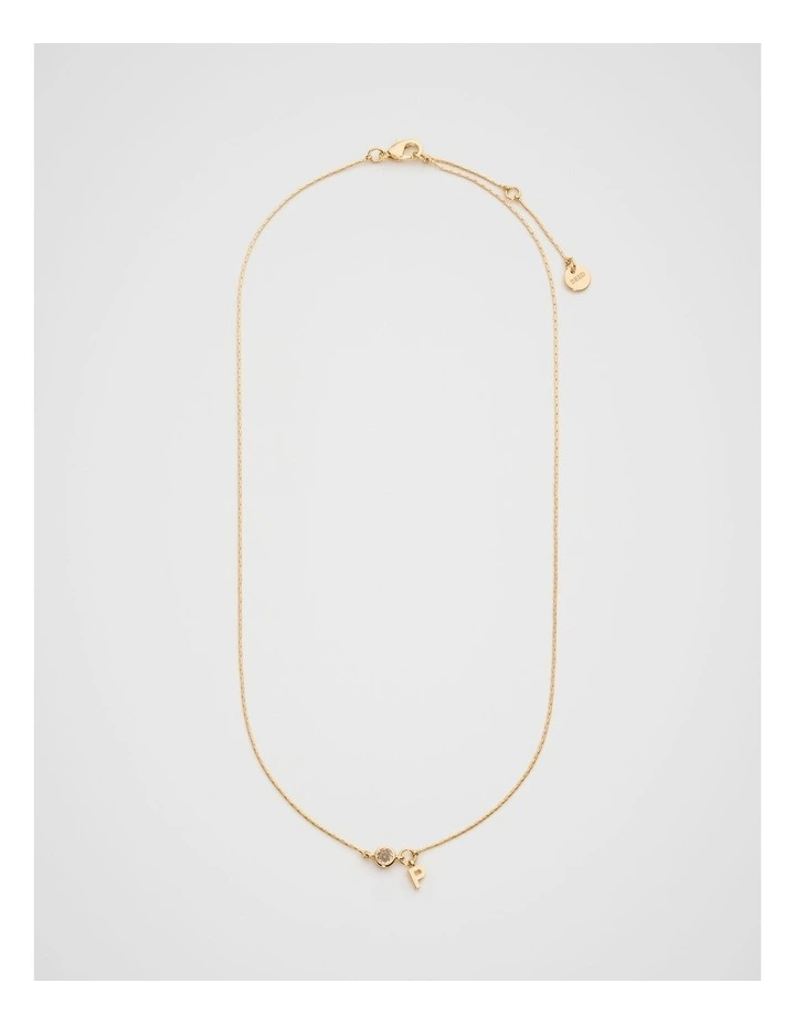 Stone Drop Initial Necklace in Gold image 3
