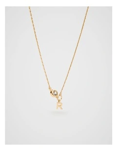 Stone Drop Initial Necklace in Gold