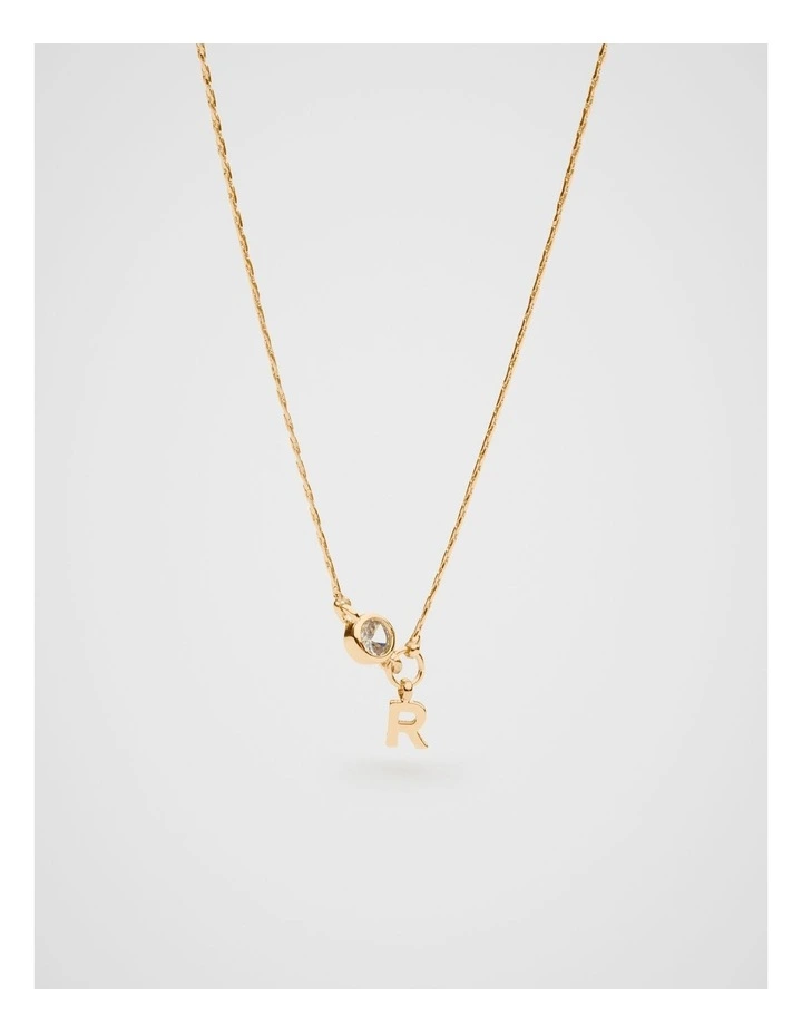 Stone Drop Initial Necklace in Gold image 1