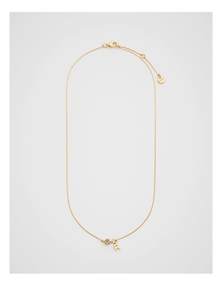 Stone Drop Initial Necklace in Gold image 3