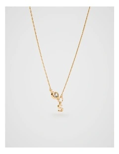 Stone Drop Initial Necklace in Gold