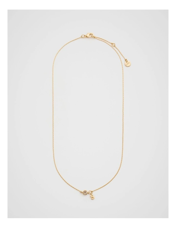 Stone Drop Initial Necklace in Gold image 3