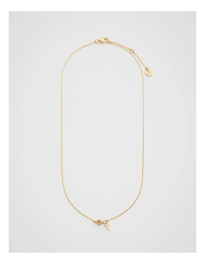Stone Drop Initial Necklace in Gold image 3