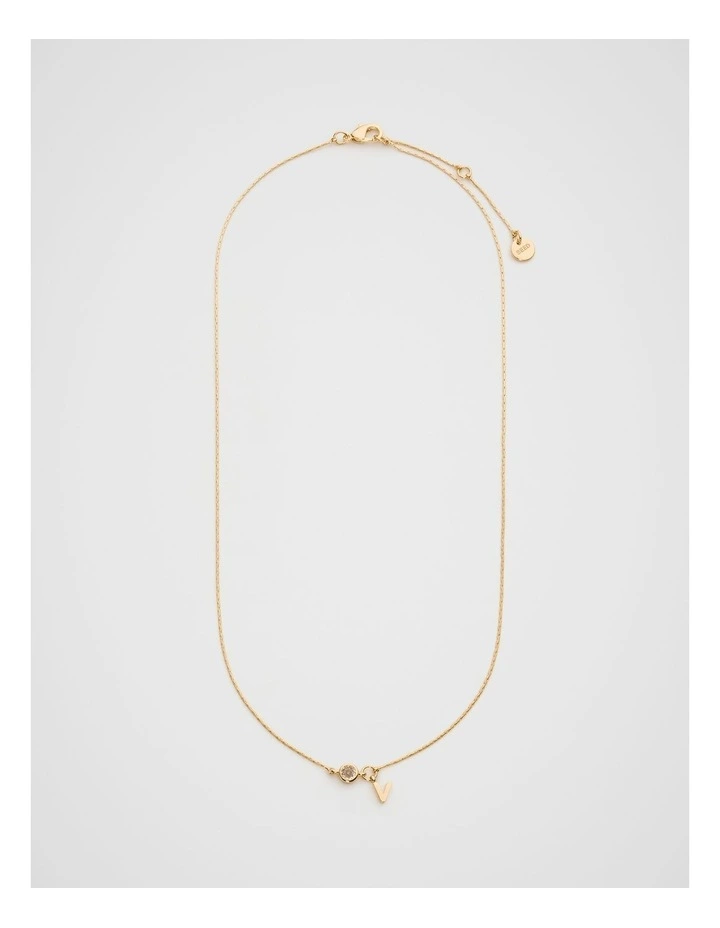 Stone Drop Initial Necklace in Gold image 3